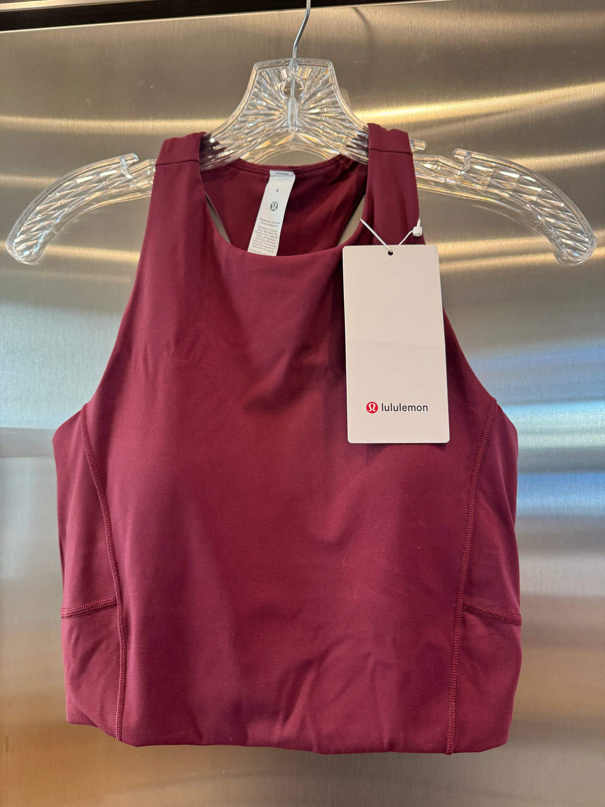 Lululemon Swift Speed Cropped Tank Top in Burgundy Bay Red - B/C Cup