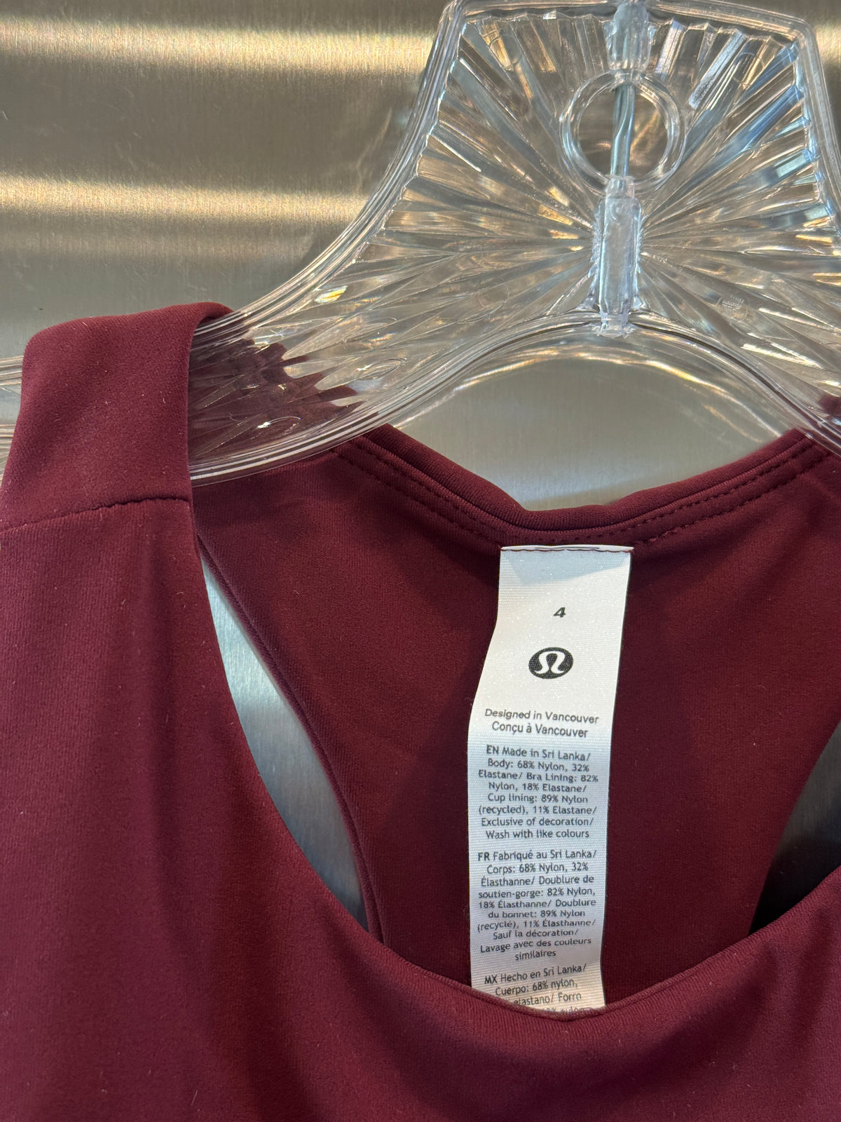 Lululemon Swift Speed Cropped Tank Top in Burgundy Bay Red - B/C Cup