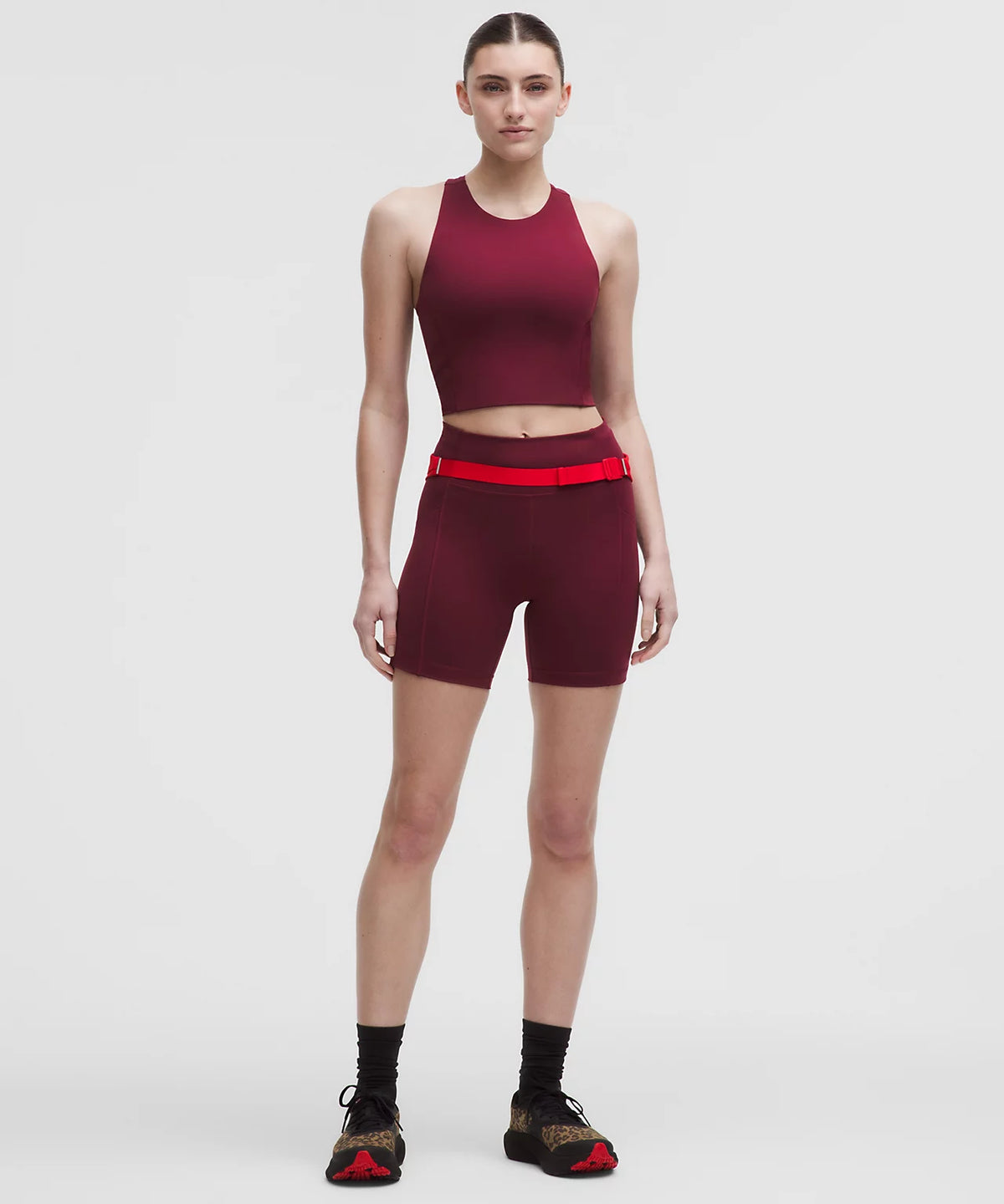 Lululemon Swift Speed Cropped Tank Top in Burgundy Bay Red - B/C Cup