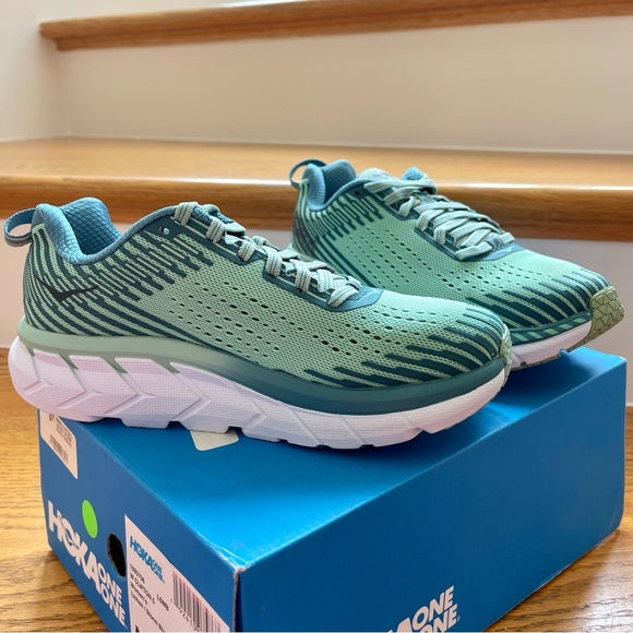 Hoka Clifton 5 Women’s in Lichen / Storm Blue , Brand New Hoka One One