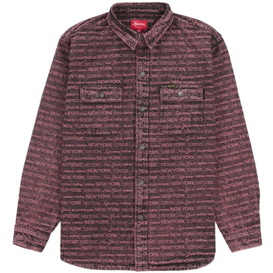 Supreme Multi Type Denim Jacquard Button down shirt in purple size medium