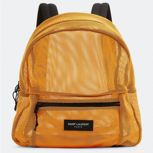 Yves Saint Laurent Yellow backpack mesh with black trim / straps - brand new