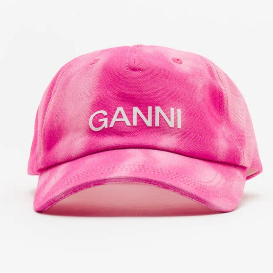 Ganni Canvas Tie Dye Pink Baseball Cap Hat