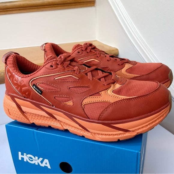 Hoka Clifton Leather Gore-Tex Waterproof Unisex BOCT dark orange copper