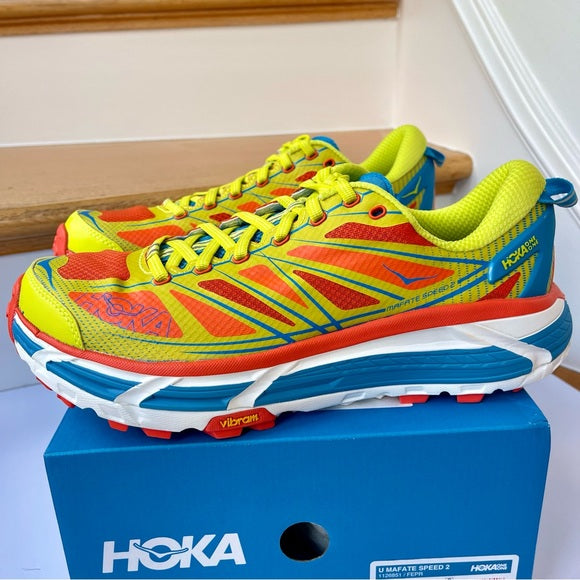 Hoka Mafate Speed 2 Running Shoes Unisex Trail in Flame / Evening Primrose