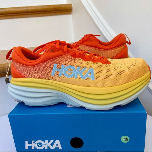 Hoka Bondi 8 Running Shoes in Puffin’s Bill / Amber Yellow Men’s
