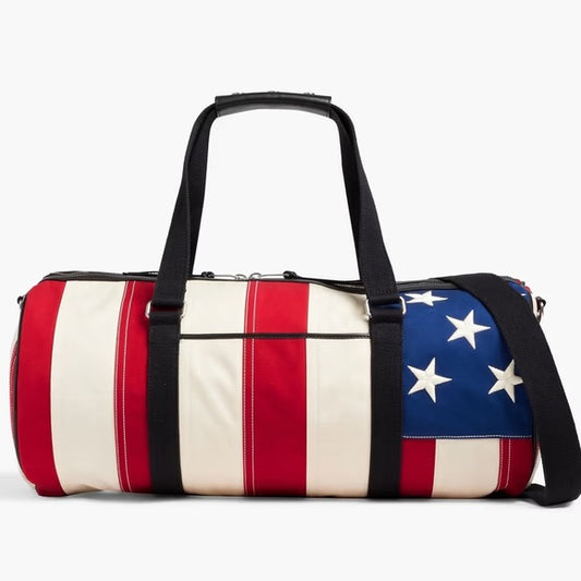 Yves Saint Laurent Noe Duffle Gym Bag in red white and blue stars / stripes