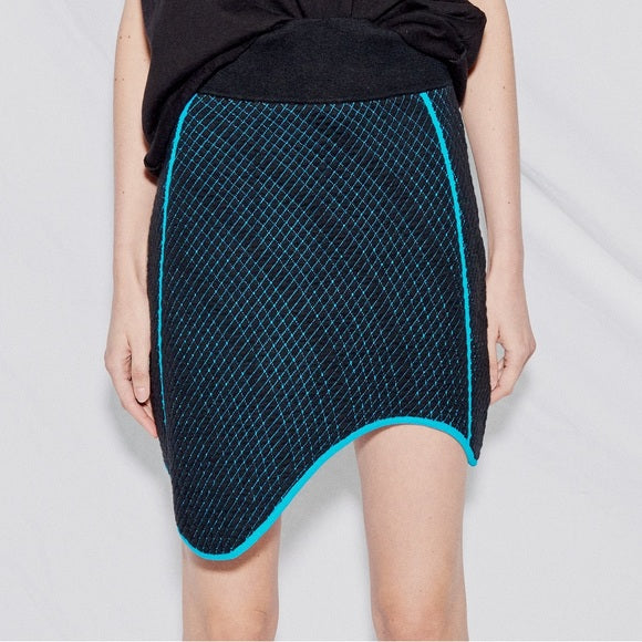 PH5 Wave Morose Wavy Mini Skirt - Black Rock with blue trim knit