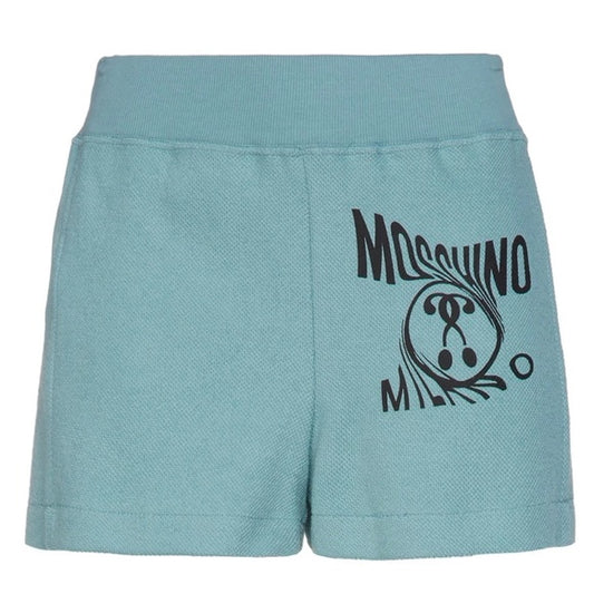 Moschino printed French terry cotton shorts in slate blue