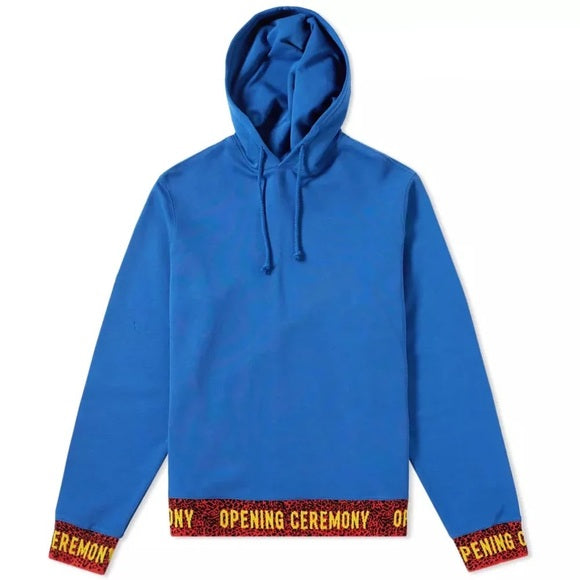 Opening Ceremony Elastic Logo Hoodie in blue , pullover sweatshirt