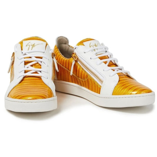 Giuseppe Zanotti Nicki Snake Leather sneaker in yellow / white