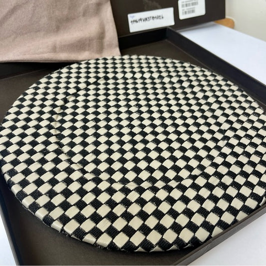 Bottega Veneta Leather Woven Charger / Plate Intrecciato Pattern Checkered
