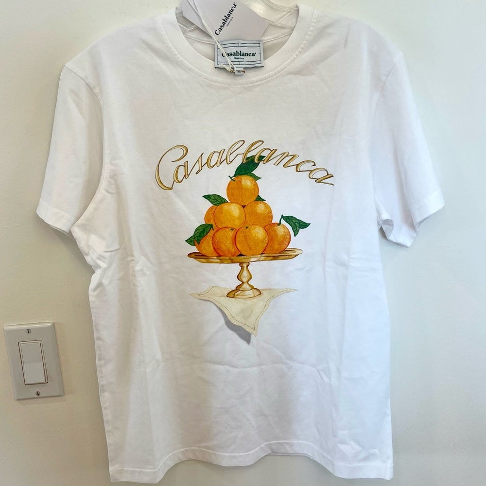 Casablanca White 'Ne Pas Deranger' T-Shirt Oranges