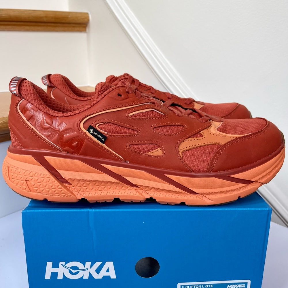 Hoka Clifton Leather Gore-Tex Waterproof Unisex BOCT dark orange copper