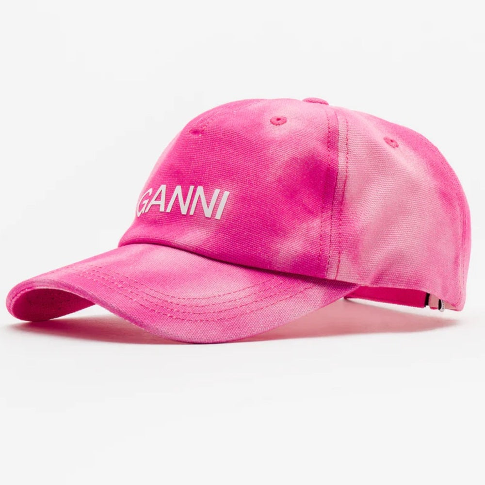 Ganni Canvas Tie Dye Pink Baseball Cap Hat