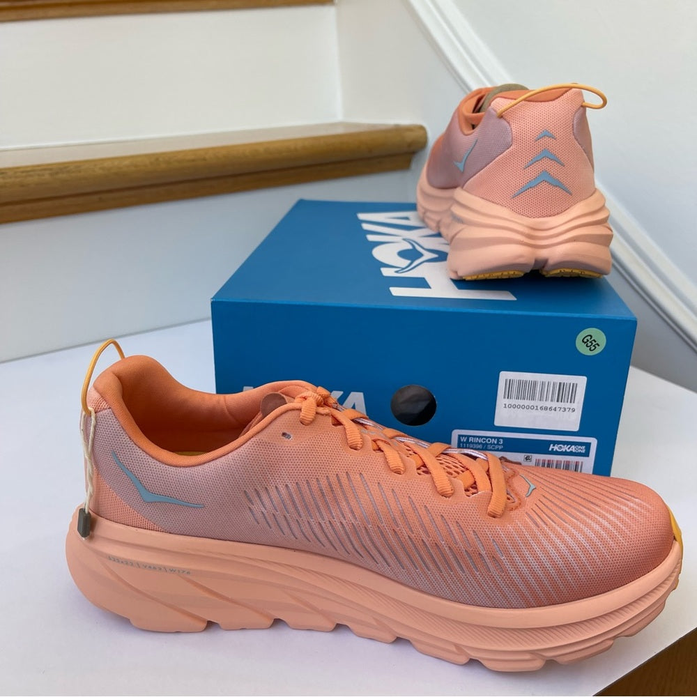 Hoka Rincon 3 women’s running shoes , brand new in box , coral salmon orange