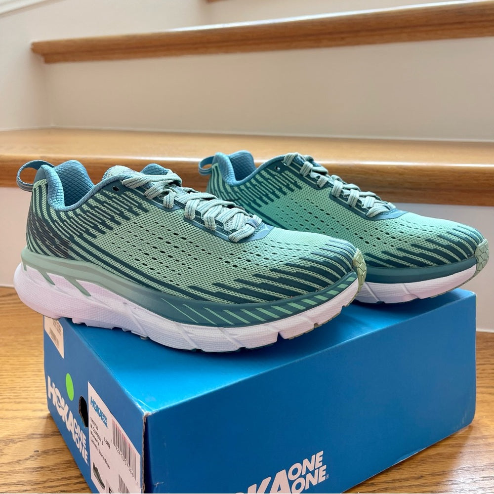 Hoka Clifton 5 Women’s in Lichen / Storm Blue , Brand New Hoka One One