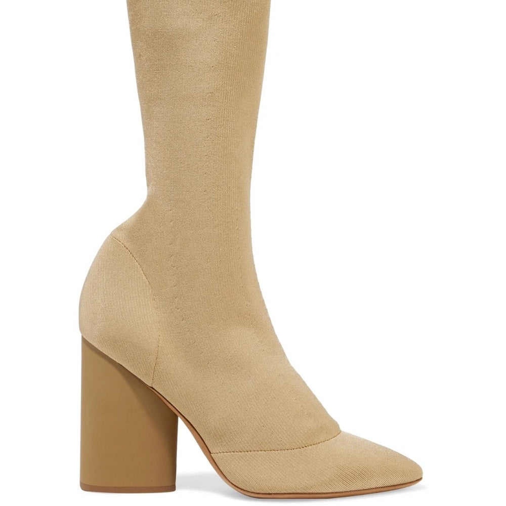 Yeezy knit stretch ankle boot in green ochre (beige)