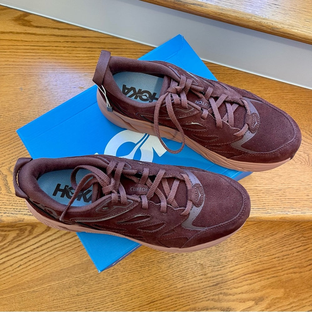 Hoka Clifton L Suede Cappuccino / Cork ( Brown ) Unisex , Brand new