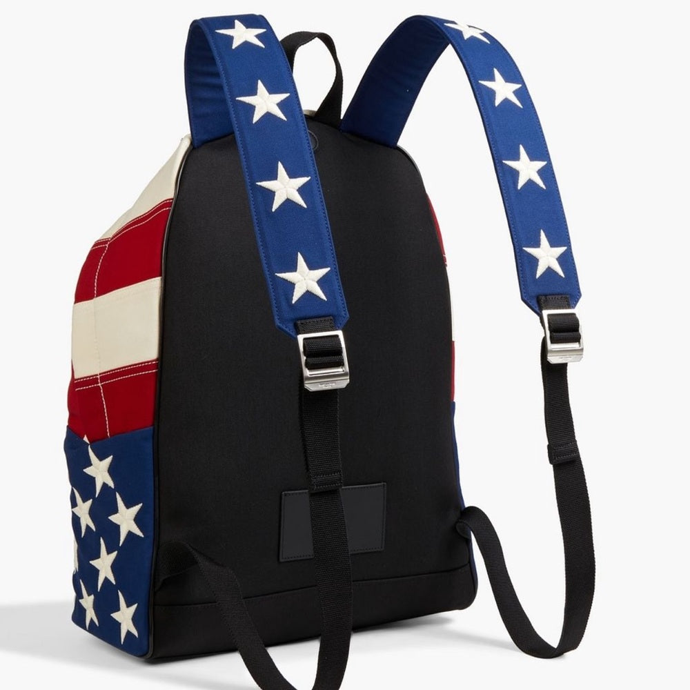 Yves Saint Laurent embroidered flag backpack USA America YSL brand NEW