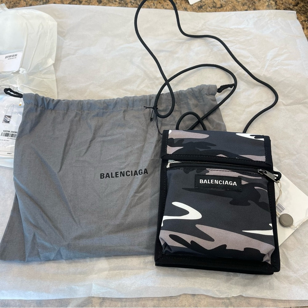 Balenciaga Explorer Crossbody Pouch Bag in grey camouflage