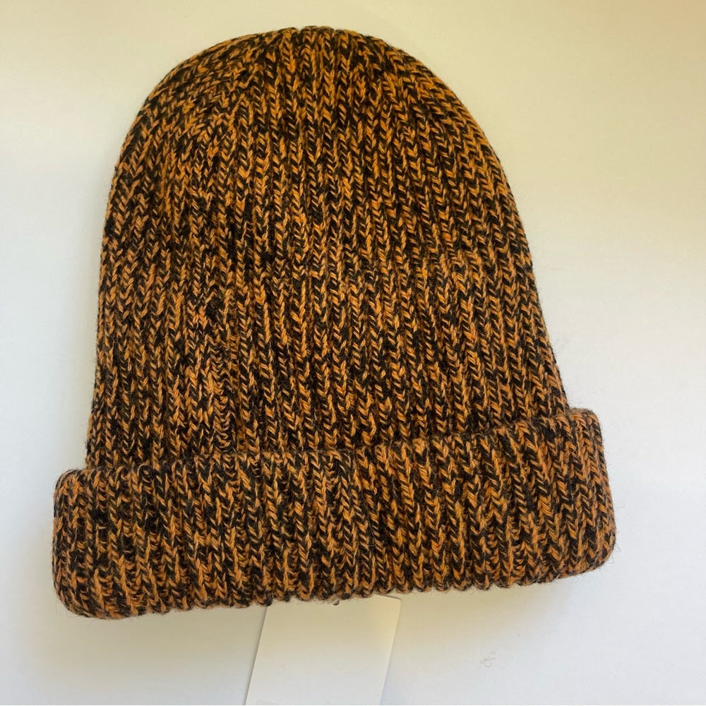 Ganni Rib knit beanie brown marigold / black