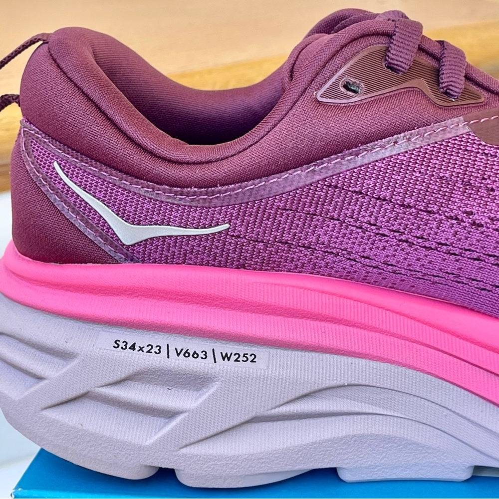 Hoka Bondi 8 Running Shoes in Beautyberry / Grapewine Pink Purple women’s