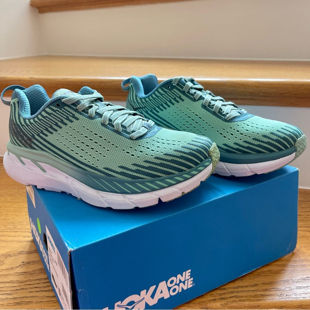 Hoka Clifton 5 Women’s in Lichen / Storm Blue , Brand New Hoka One One