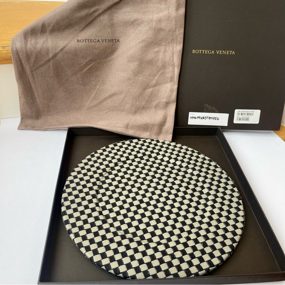 Bottega Veneta Leather Woven Charger / Plate Intrecciato Pattern Checkered