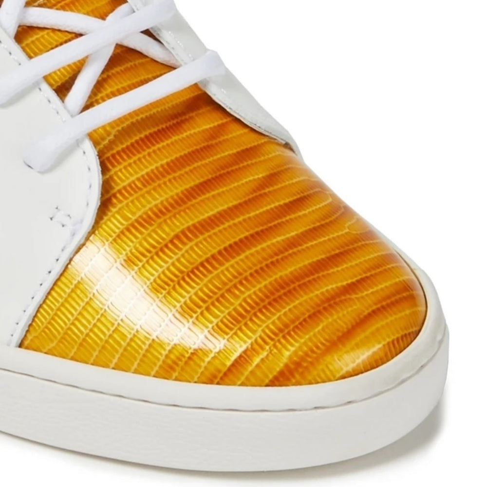 Giuseppe Zanotti Nicki Snake Leather sneaker in yellow / white