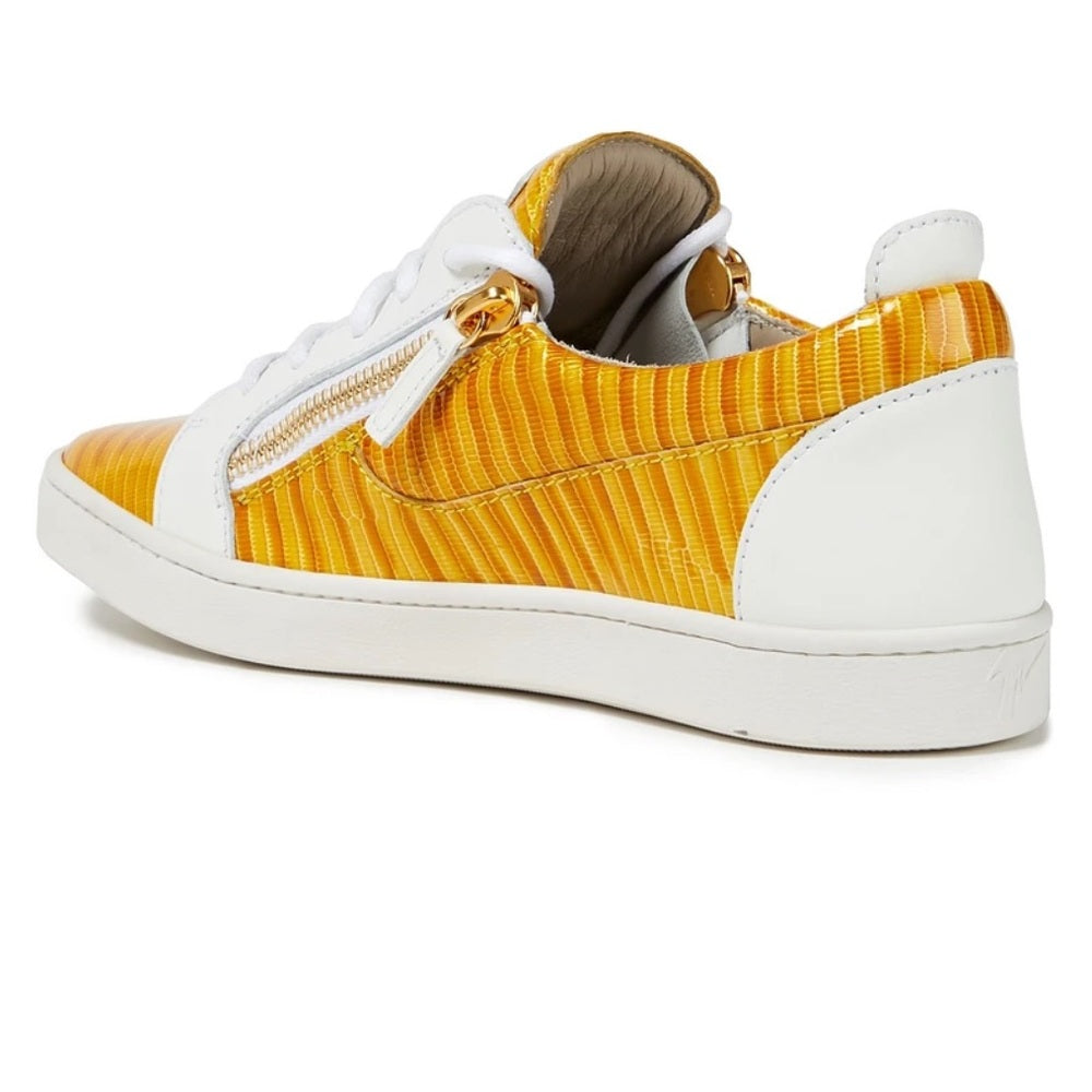 Giuseppe Zanotti Nicki Snake Leather sneaker in yellow / white