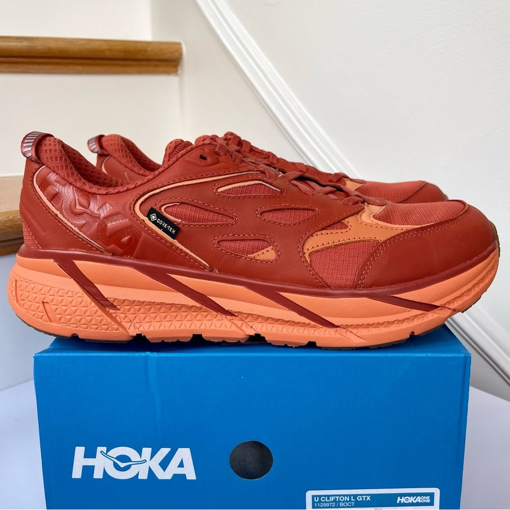 Hoka Clifton Leather Gore-Tex Waterproof Unisex BOCT dark orange copper