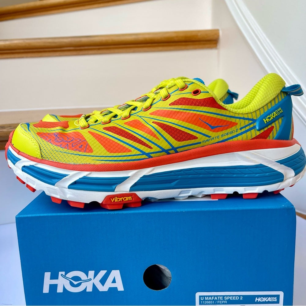 Hoka Mafate Speed 2 Running Shoes Unisex Trail in Flame / Evening Primrose