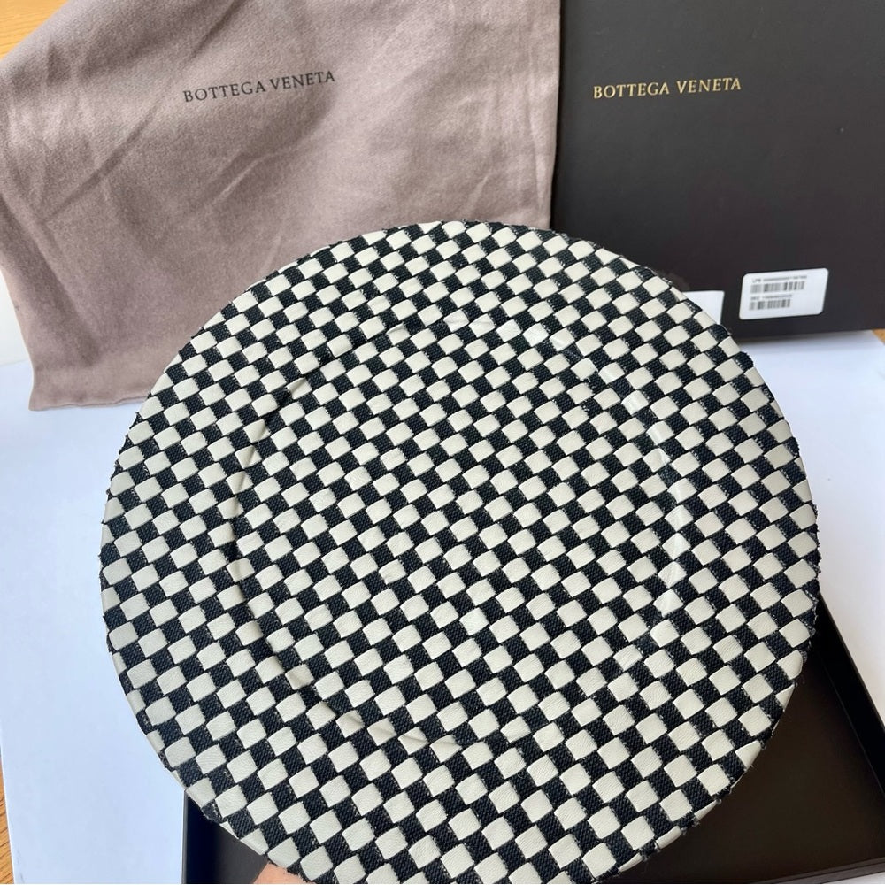 Bottega Veneta Leather Woven Charger / Plate Intrecciato Pattern Checkered