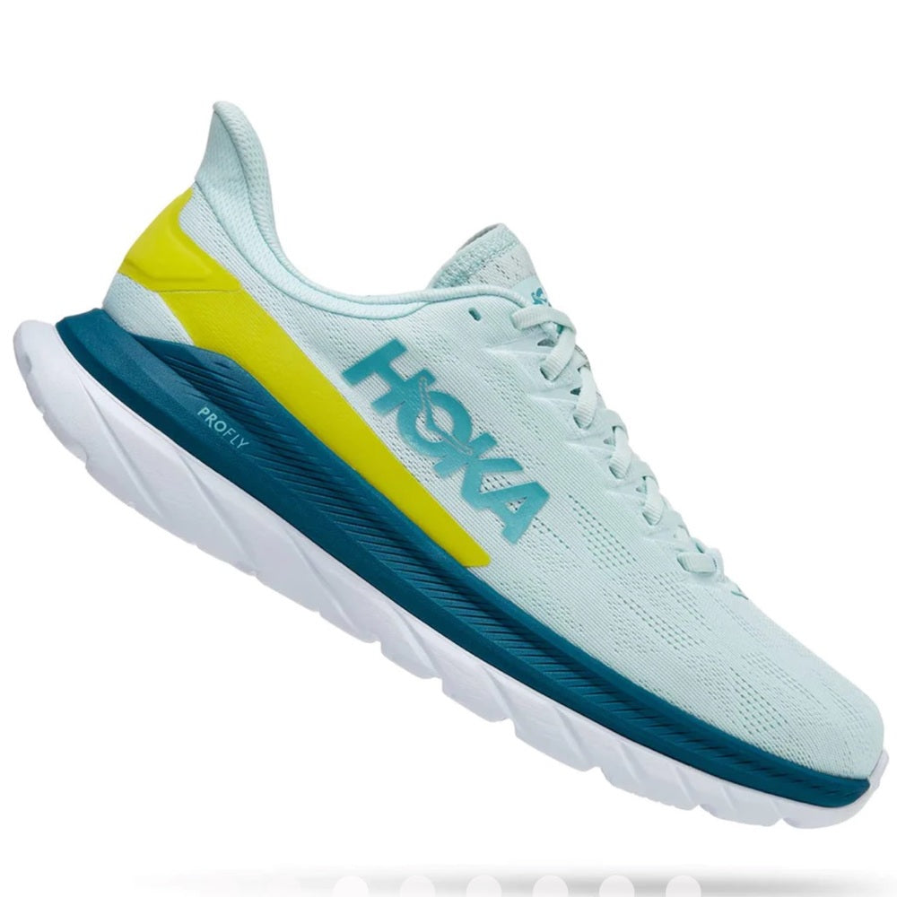 Hoka Mach 4 Running Shoes in Blue Glass / Evening Primrose , Hoka One