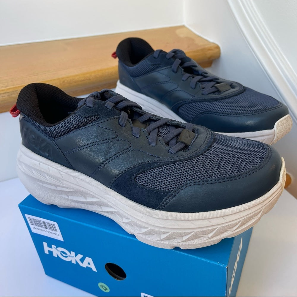 Hoka Bondi L Leather U Unisex , Hoka One One Navy Blue Cushioned Shoes