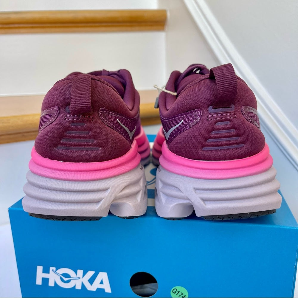 Hoka Bondi 8 Running Shoes in Beautyberry / Grapewine Pink Purple women’s