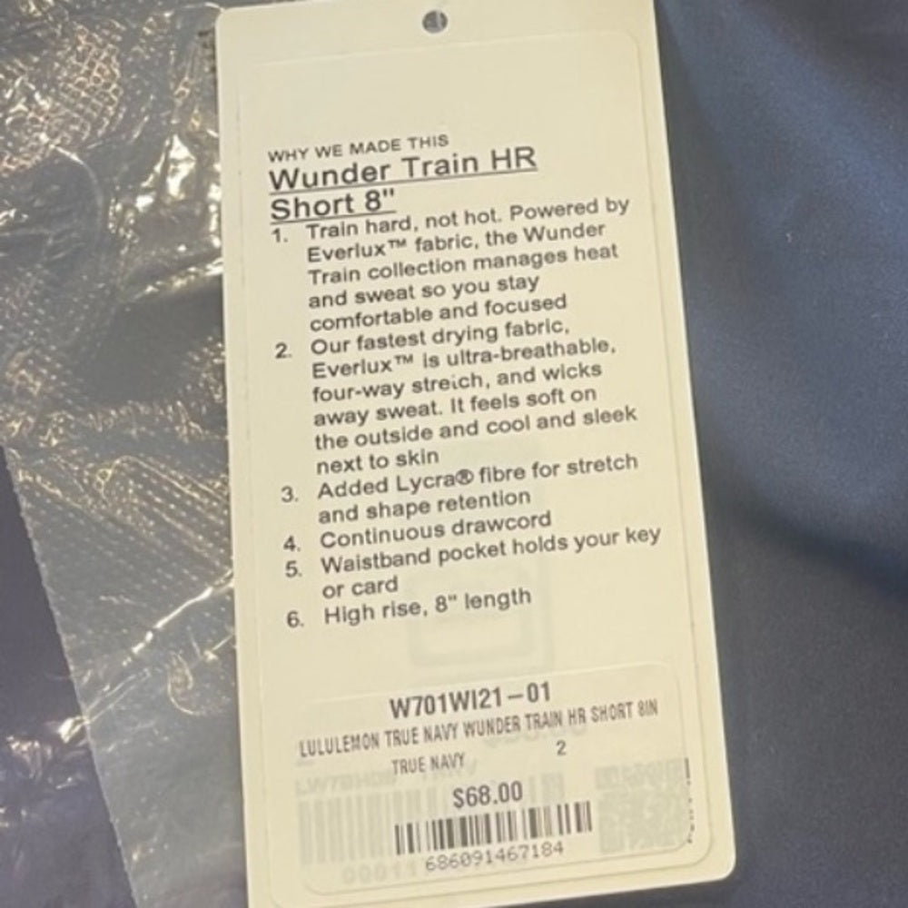 Lululemon Wunder Train High Rise Short 8" true navy blue