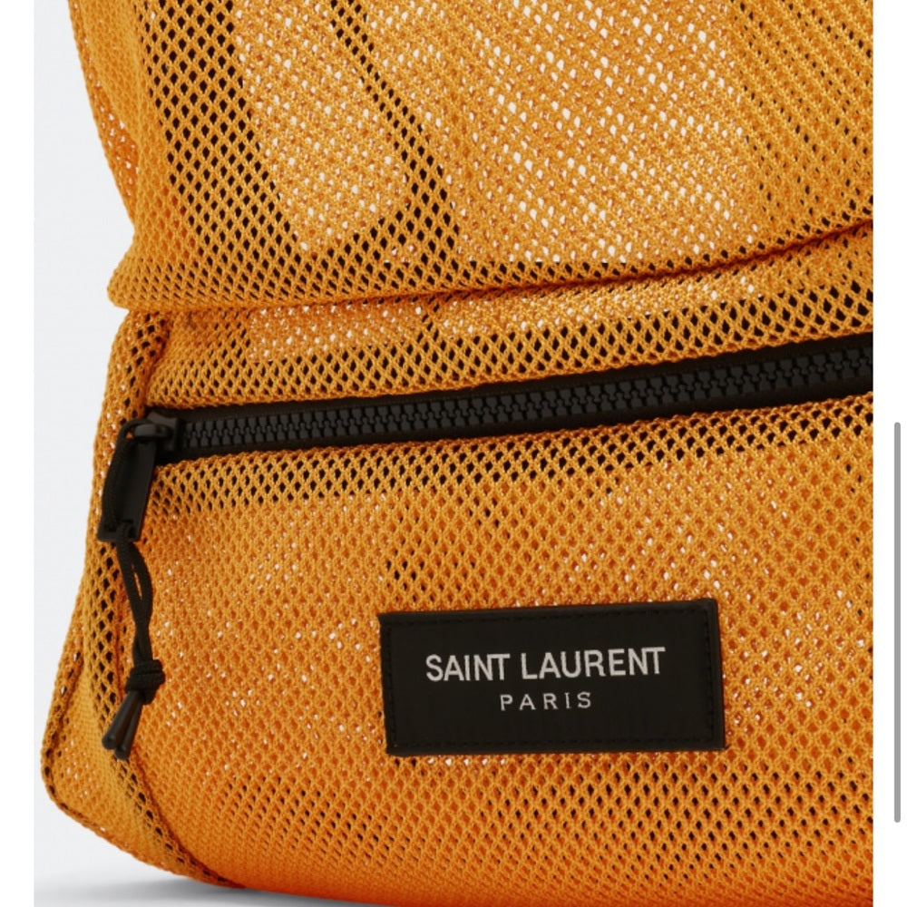 Yves Saint Laurent Yellow backpack mesh with black trim / straps - brand new