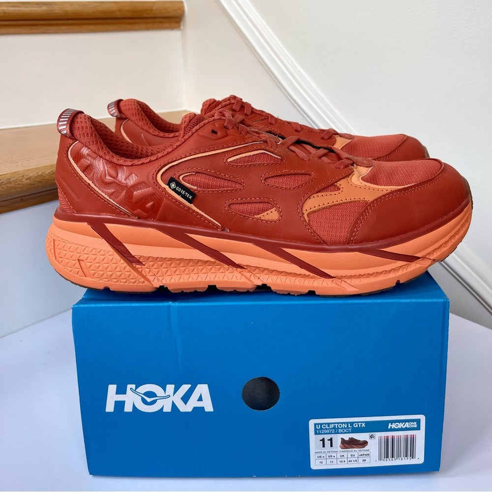 Hoka Clifton Leather Gore-Tex Waterproof Unisex BOCT dark orange copper