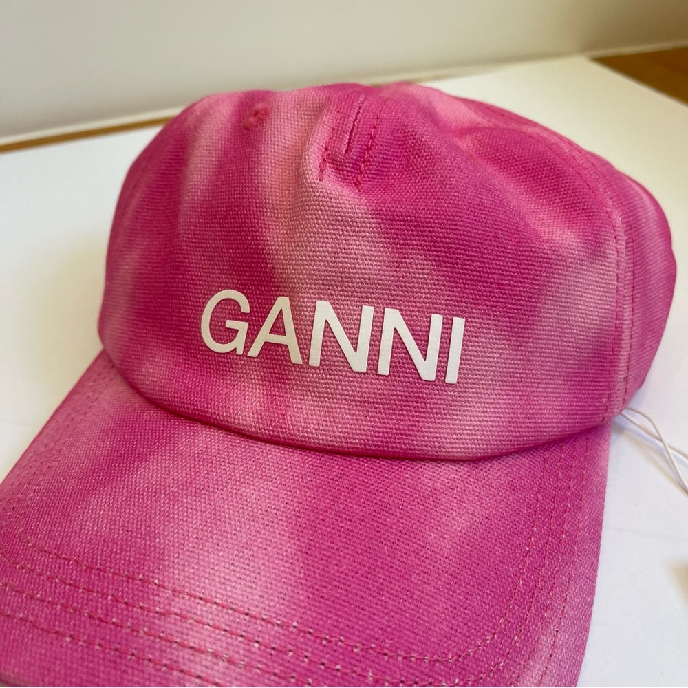 Ganni Canvas Tie Dye Pink Baseball Cap Hat