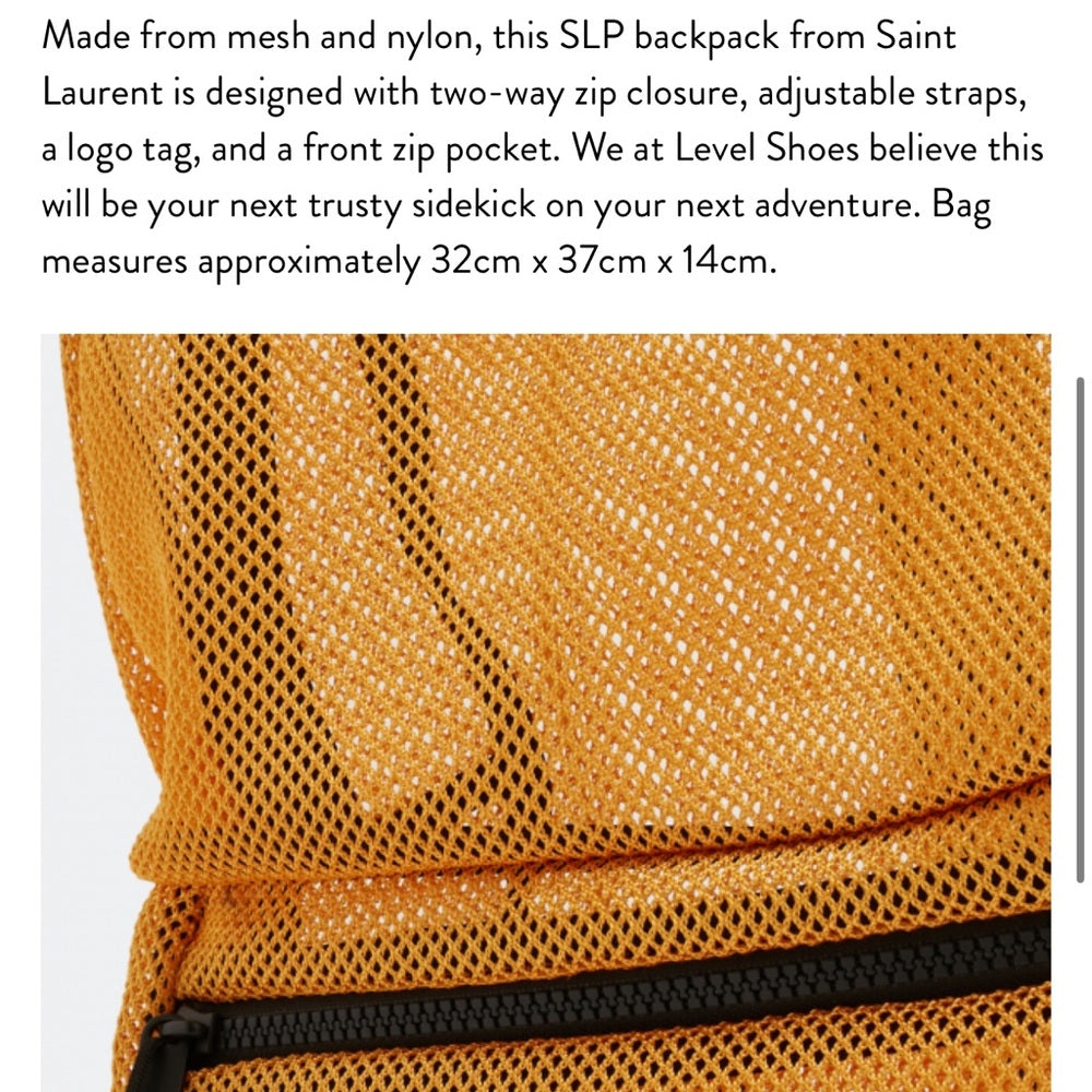 Yves Saint Laurent Yellow backpack mesh with black trim / straps - brand new