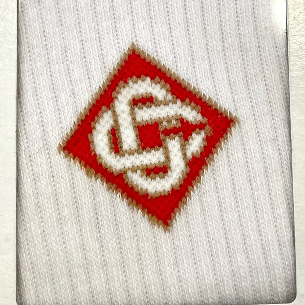 Casablanca White Red Logo Ribbed Sport Sock Size Small