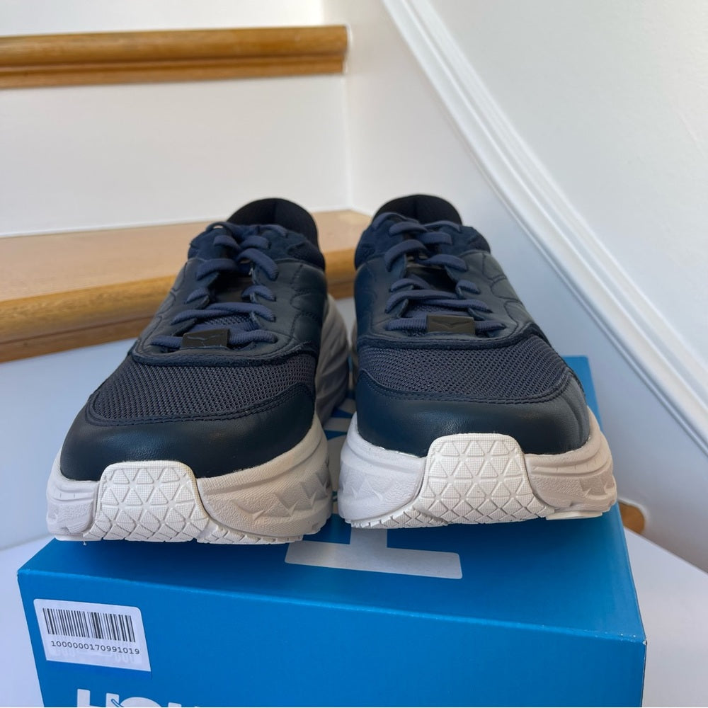 Hoka Bondi L Leather U Unisex , Hoka One One Navy Blue Cushioned Shoes