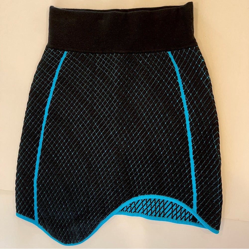 PH5 Wave Morose Wavy Mini Skirt - Black Rock with blue trim knit