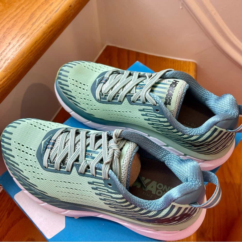 Hoka Clifton 5 Women’s in Lichen / Storm Blue , Brand New Hoka One One