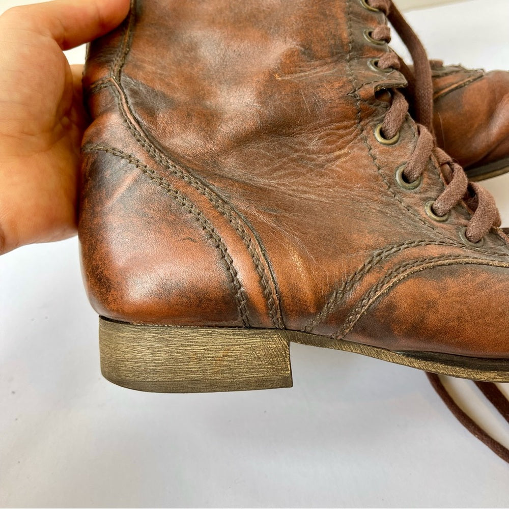 Steve Madden Pre-Owned Brown Troopa Lace Up Boots combat style