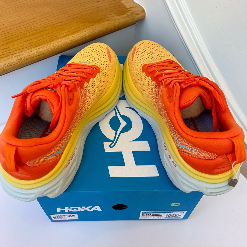 Hoka Bondi 8 Running Shoes in Puffin’s Bill / Amber Yellow Men’s