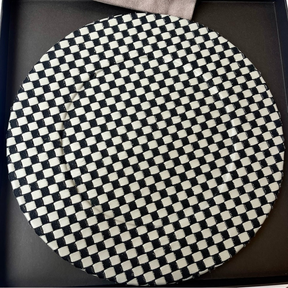 Bottega Veneta Leather Woven Charger / Plate Intrecciato Pattern Checkered