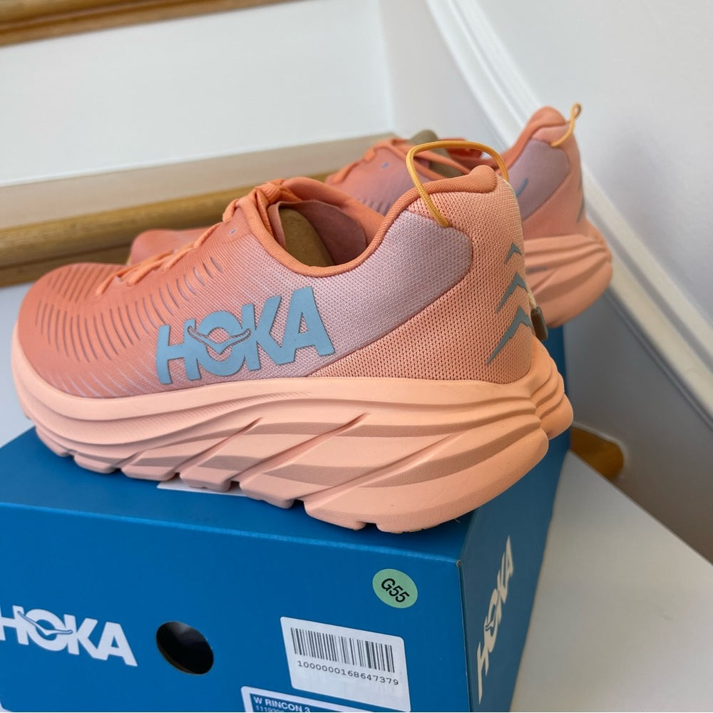 Hoka Rincon 3 women’s running shoes , brand new in box , coral salmon orange